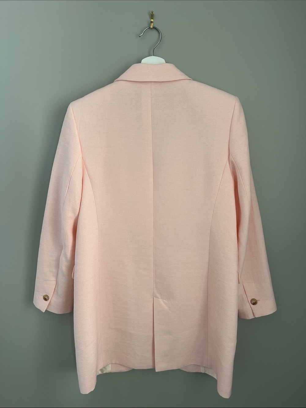 Zara Light Pink Single-Button Tailored Linen Blend Blazer - Picture 11 of 13